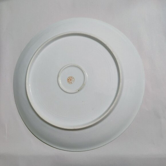 Antique Victorian German Porcelain Serving Platter, Pink Roses Floral 12" Plate - Picture 3 of 5